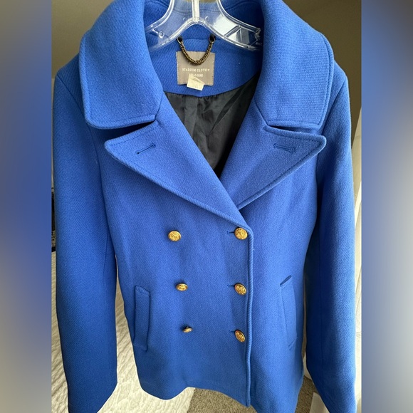 J. Crew Stadium Cloth by Nello Gori Royal Blue Wool Double Breasted Peacoat - Picture 9 of 9